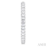 1 1/2 ctw French Pave Set Round Cut Diamond Fashion Half Hoop Earring in 14K White Gold